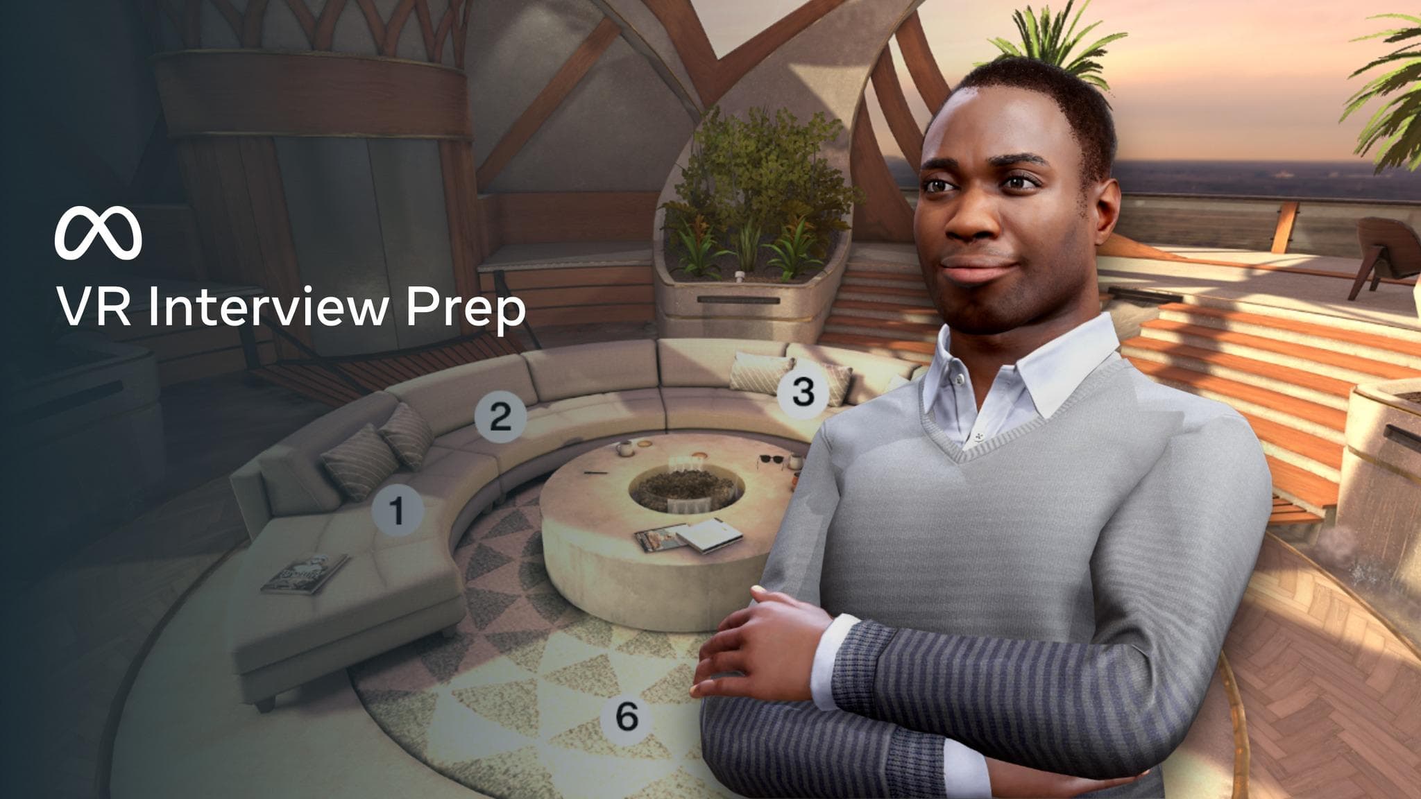 The VR Interview Prep experience with avatar-based interview practice