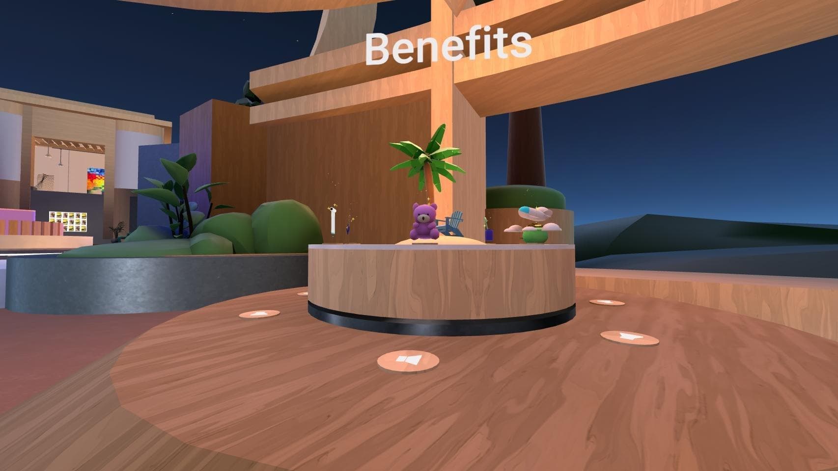 The wellness-themed benefits booth