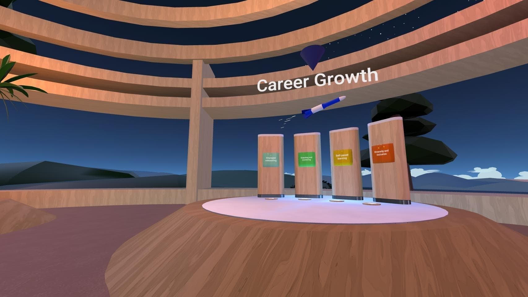 The career growth booth with four content pillars