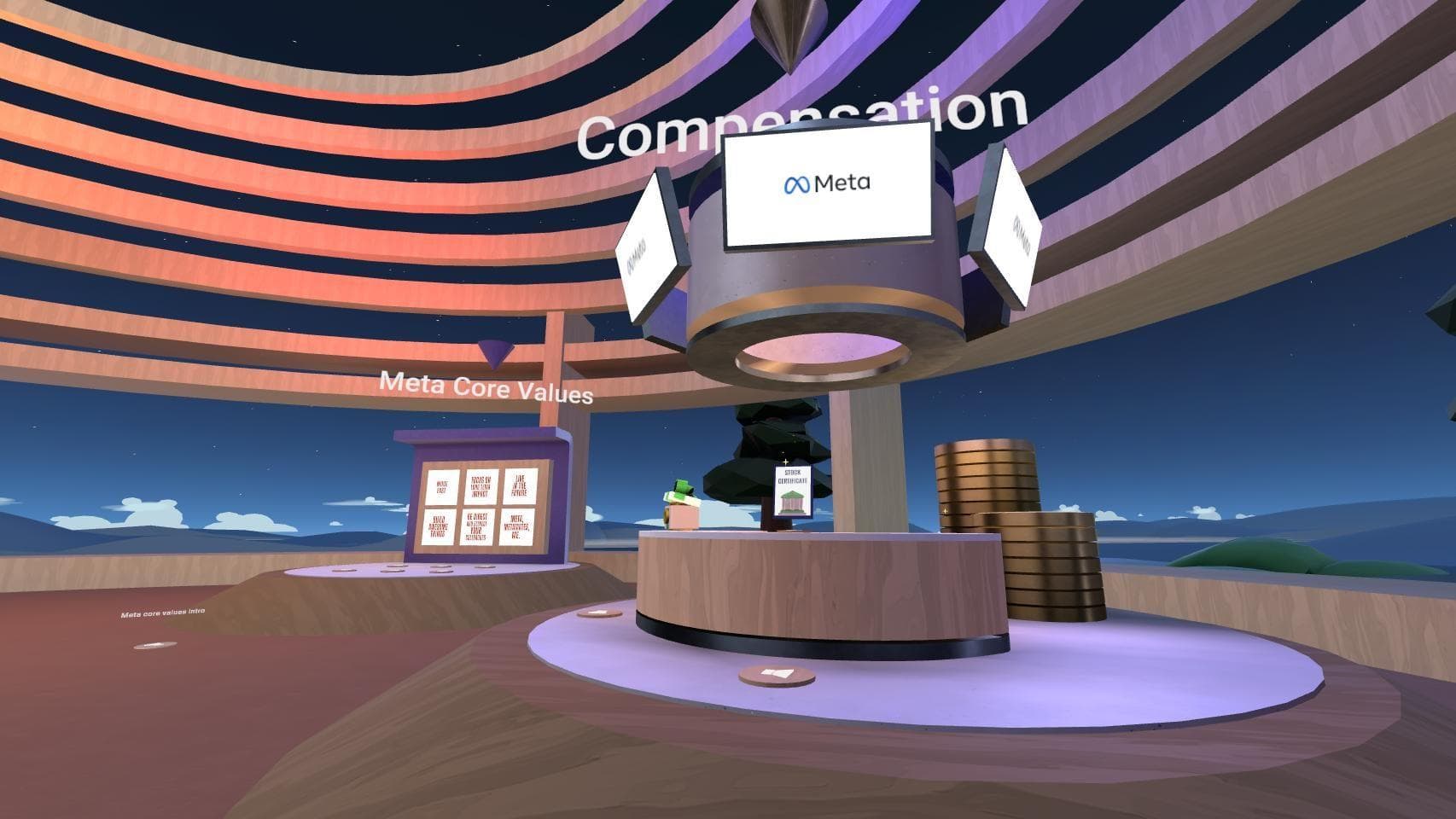 The compensation booth with interactive stock certificate and coins