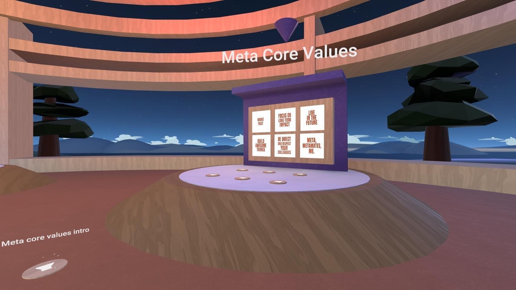 The Meta core values poster wall