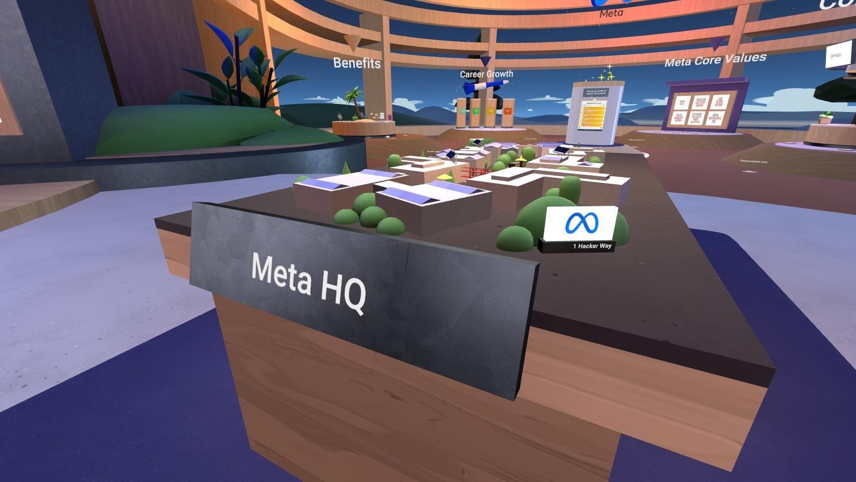 A miniature model of Meta's MPK headquarters campus