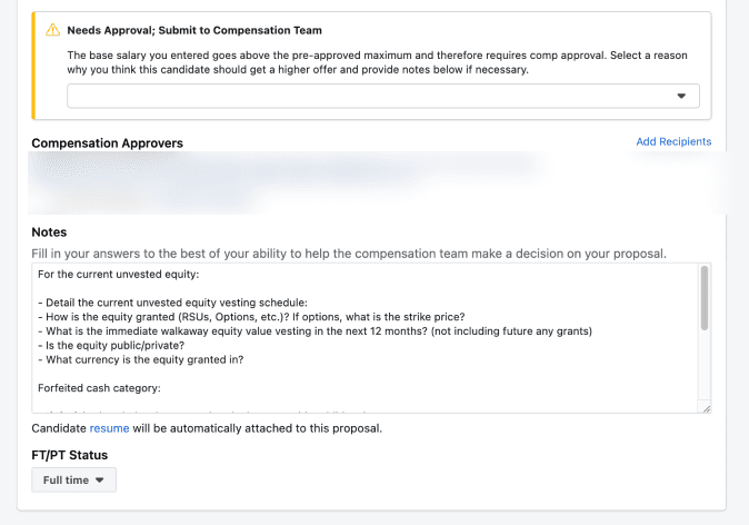 The old approval request form: a free-text notes box