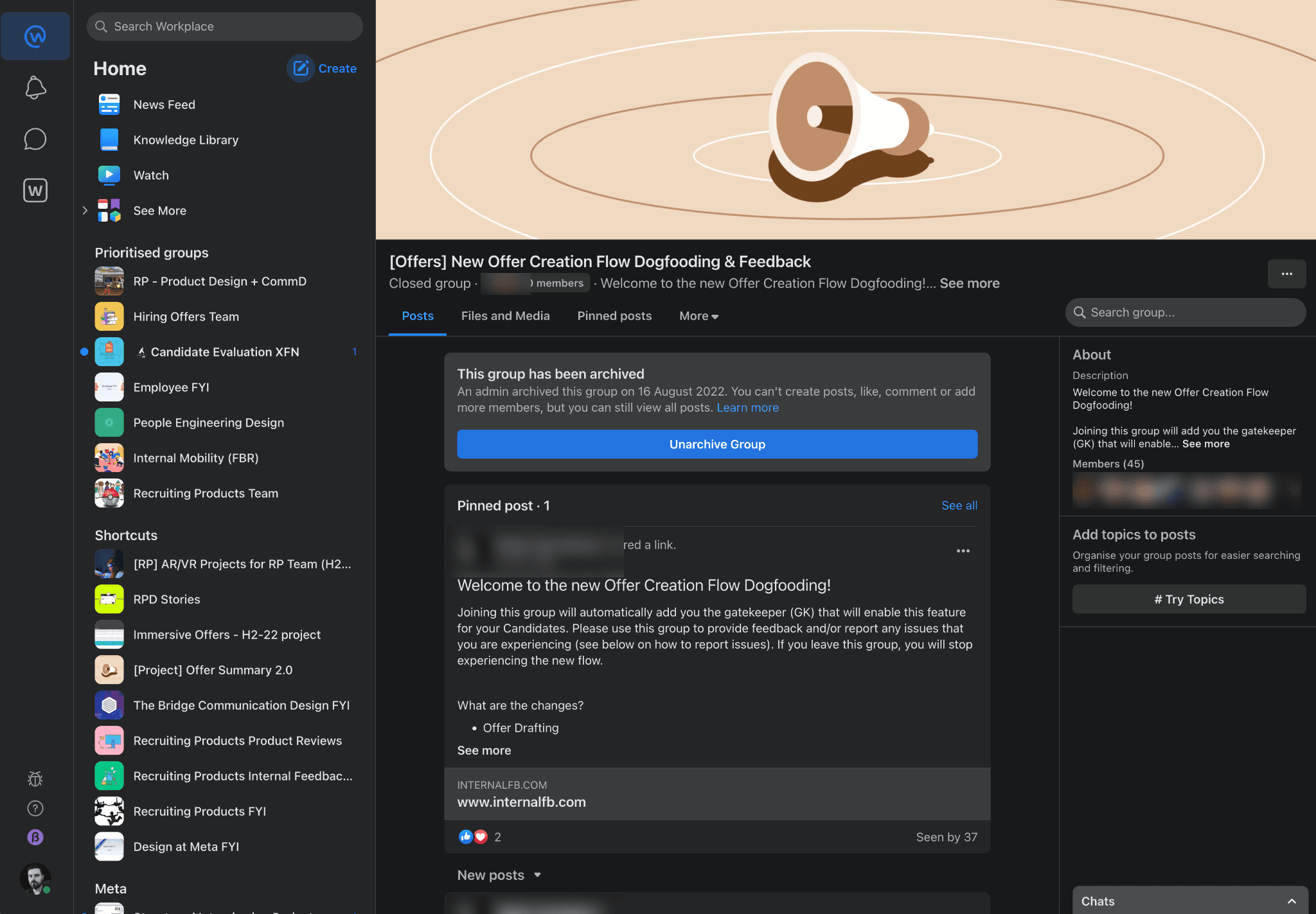 The internal dogfooding and feedback group