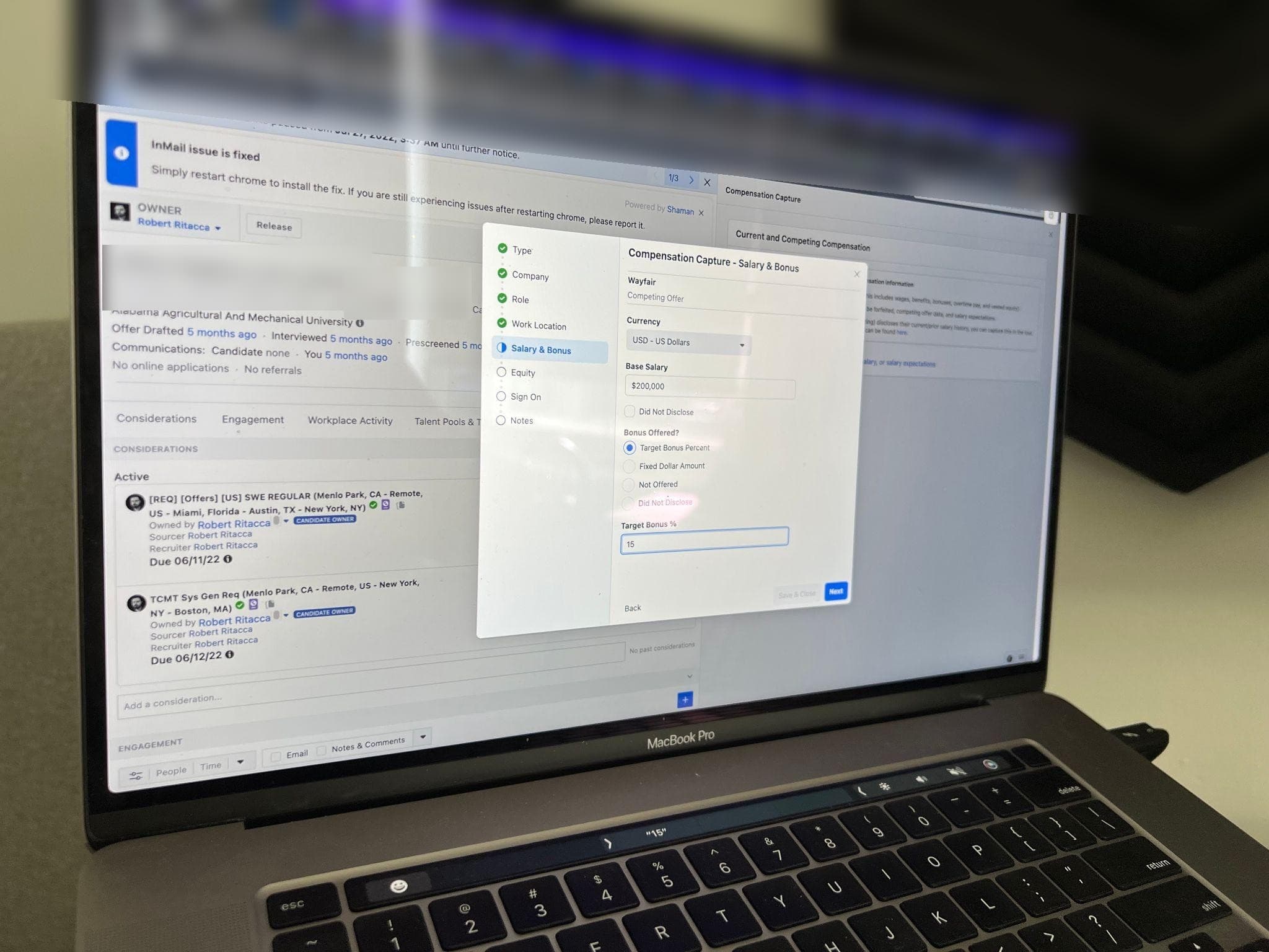 The capture flow running on a laptop during testing